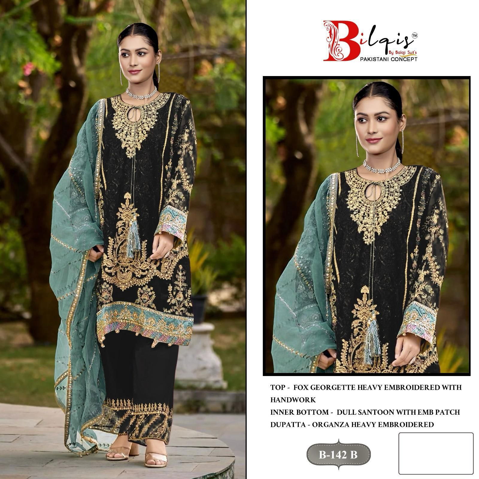 Bilqis B 142 Georgette Embroidery Pakistani Salwar Suit Wholesale In India
